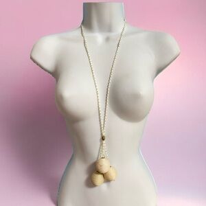 Boho Seed Bead Long Chunky Natural Seisal Balls Necklace